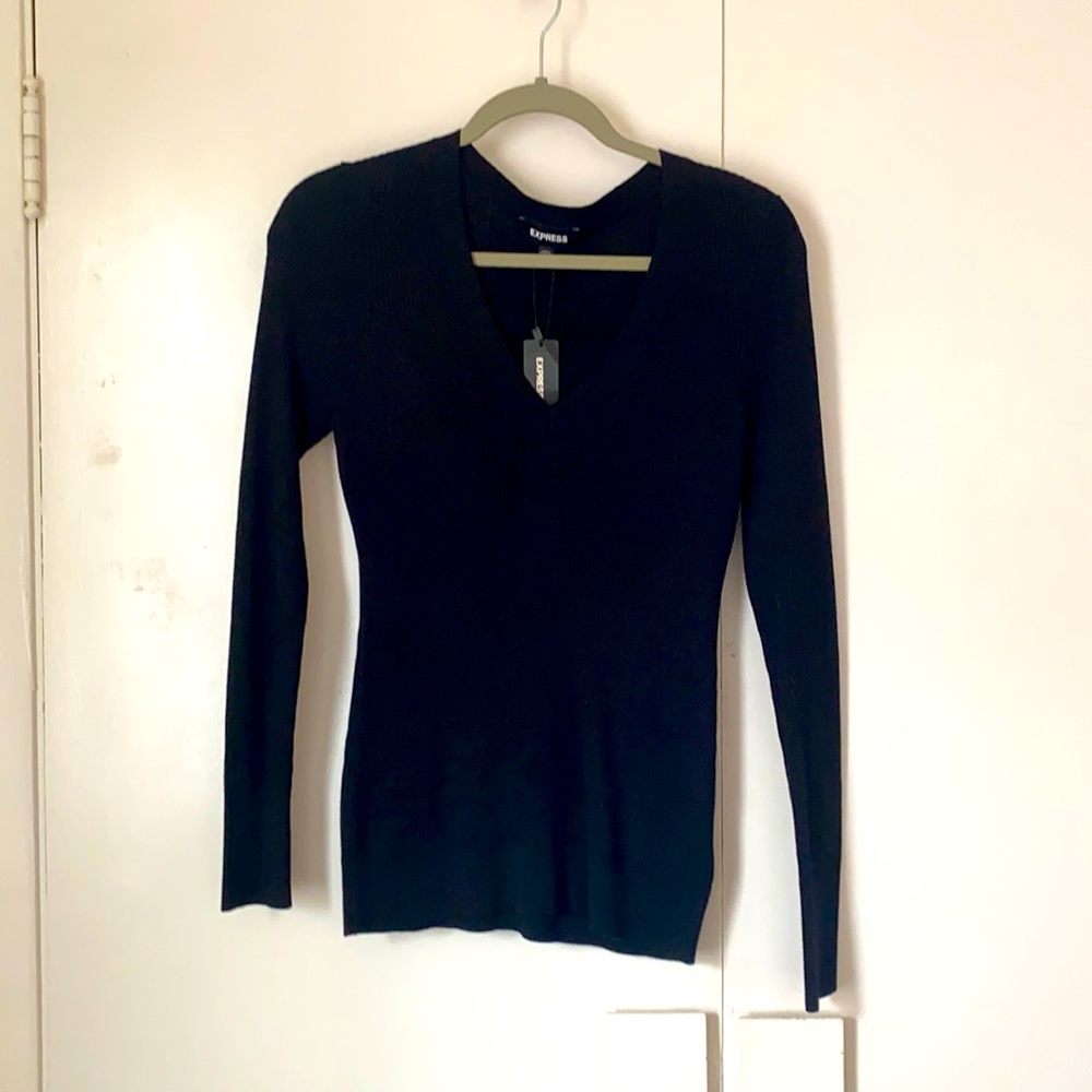 Ribbed Black Lightweight Sweater